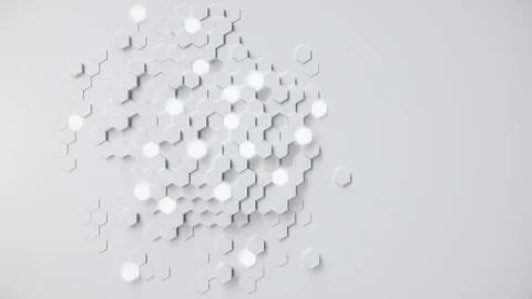 White geometric hexagonal abstract background. Surface polygon pattern with Stock Illustration