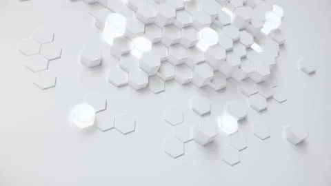 White geometric hexagonal abstract background. Surface polygon pattern with イラスト素材