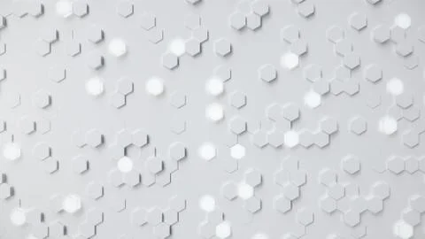 White geometric hexagonal abstract background. Surface polygon pattern with Stock Illustration
