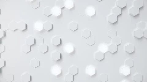 White geometric hexagonal abstract background. Surface polygon pattern with Illustrazione stock
