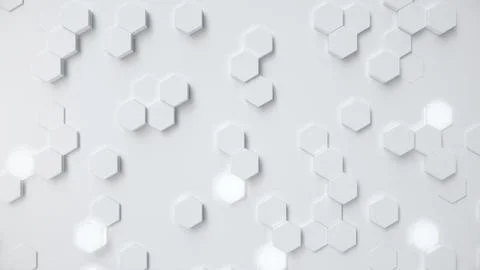 White geometric hexagonal abstract background. Surface polygon pattern with Stock Illustration