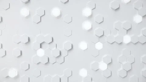 White geometric hexagonal abstract background. Surface polygon pattern with Stock Illustration