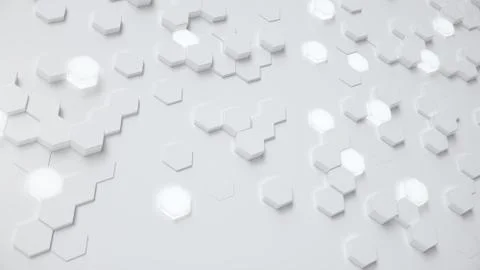 White geometric hexagonal abstract background. Surface polygon pattern with Stock Illustration