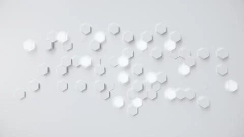 White geometric hexagonal abstract background. Surface polygon pattern with Stock Illustration