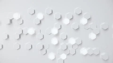 White geometric hexagonal abstract background. Surface polygon pattern with Stock Illustration