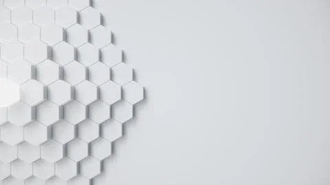 White geometric hexagonal abstract background. Surface polygon pattern with Stock Illustration