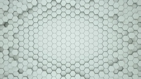 White geometric hexagonal seamless loop 3D render animation Stock Footage 128301530