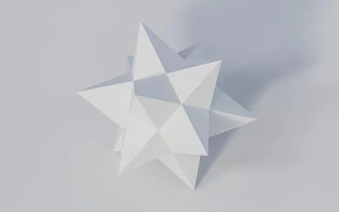 White geometric object star shape on white background 3d render illustration イラスト素材