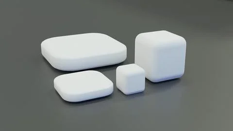 White geometric objects composition, 3d render Stockillustratie