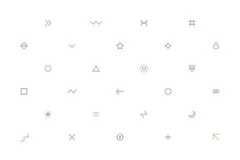 White geometric pattern with color simple signs Illustrazione stock