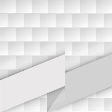 White geometric pattern with rectangles and ribbon Illustrazione stock