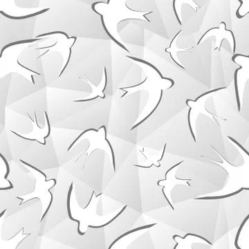 White geometric pattern with swallow Stock Illustration