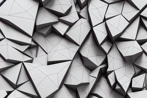 White Geometric Poligon Abstract Background. 3d Render seamless pattern Illustrazione stock
