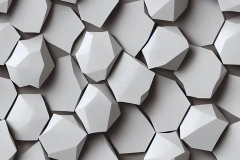 White Geometric Poligon Abstract Background. 3d Render seamless pattern. 스톡 일러스트