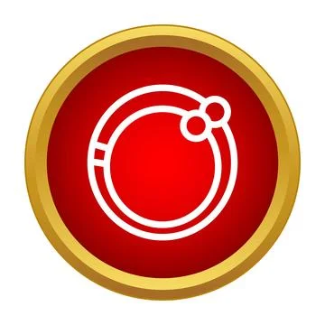 White geometric ring icon in red gold button Stock Illustration