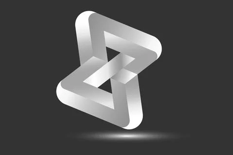 White geometric shape logo design 3D element template. twisted number 8 icon Illustrazione stock