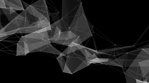 White geometric shaped particles transition on black background Video stock 124631204