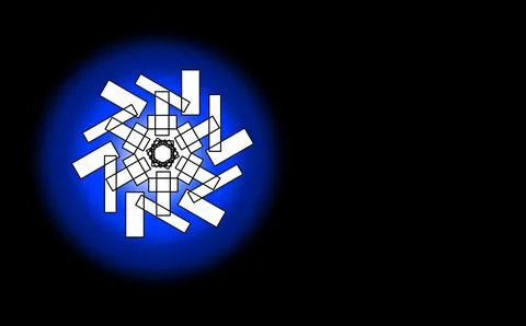 White geometric star pattern with blue glow Stock Illustration