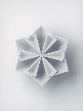 White geometric stylized flower abstract 3d rendering art background Stockillustratie