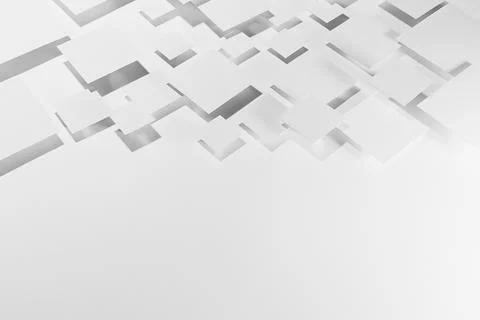 White geometric texture with flying rhombuses as pattern in sunlight with sof Foto stock