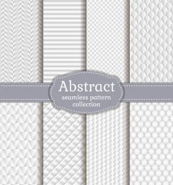White geometric textures. Vector set. Stock Illustration