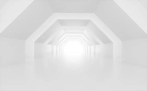 White geometric tunnel, 3d rendering. Stock Illustration