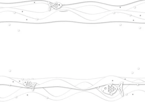 White geometric wave papercut background, wavy abstract mixed 3d environment Illustrazione stock