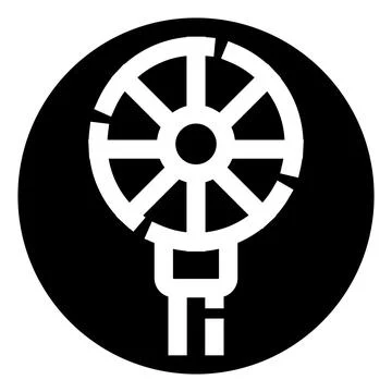 White geometric wheel design on black circle Stock Illustration