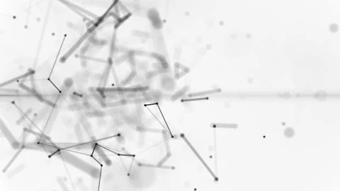 White geometrical background with moving particles black lines and dots. looping Stock Footage 91516728