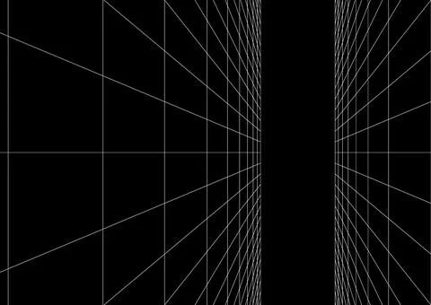 White Geometry Grid Structure Of Empty Room With White Far Wall Stock Illustration
