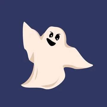 White ghost on a blue background Stock Illustration