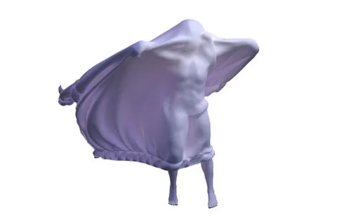 White Ghost boy figure covered with a blanket sheet on White Background Illustrazione stock