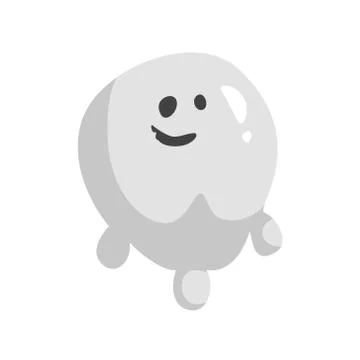 White Ghost In Childish Cartoon Manner Isolated On White Background Ilustración de archivo
