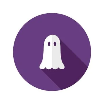 White Ghost Flat Icon over Purple Stock Illustration
