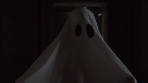 White ghost form moves slowly, gentle rocking motion as fabric shifts with air Stock Footage 320246231