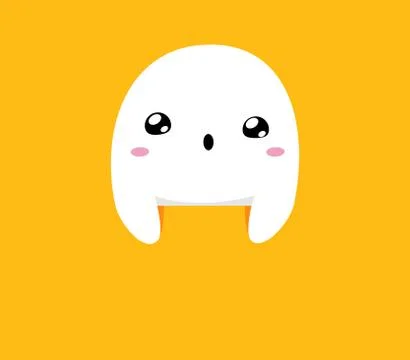 White ghost is hiding on orange background Stock Illustration