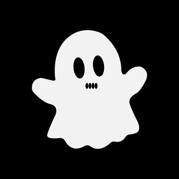 White ghost icon. Terrible character tries to scare, raises his hands up Stock Illustration