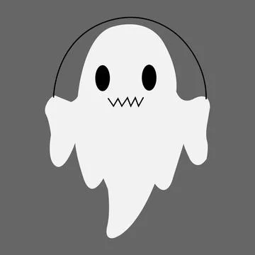 White ghost icon. Terrible character tries to scare, raises his hands up Stock Illustration