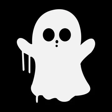 White ghost icon. Terrible character tries to scare, raises his hands up Illustrazione stock