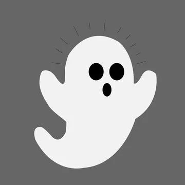 White ghost icon. Terrible character tries to scare, raises his hands up Stock Illustration