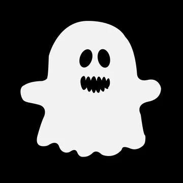 White ghost icon. Terrible character tries to scare, raises his hands up Stock Illustration