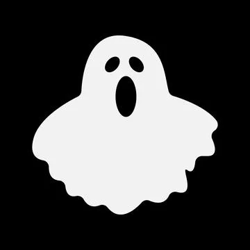 White ghost icon. Terrible character tries to scare, raises his hands up Stock Illustration