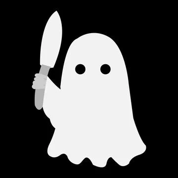 White ghost icon. Terrible character tries to scare, raises his hands up Stock Illustration