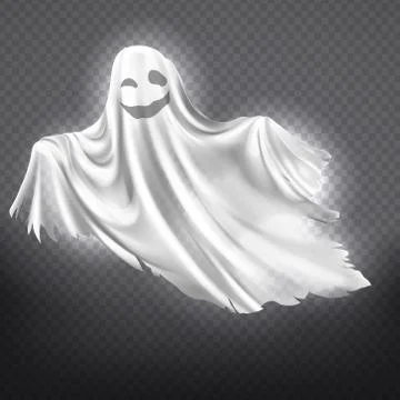 White ghost, phantom. Halloween spooky spirit Illustrazione stock