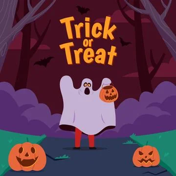 White Ghost Walk Around Spooking Everyone Stock Illustration