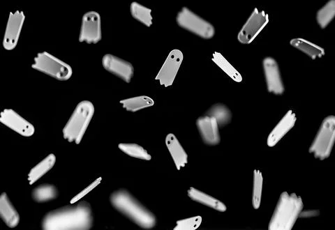 White ghosts fly on a black background Stock Photos