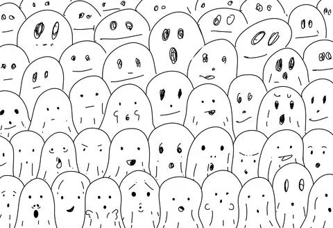 White ghosts hand drawing pattern for Halloween,template for poster, brochure Illustrazione stock