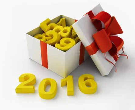 White gift and figures 2016 Stock Illustration