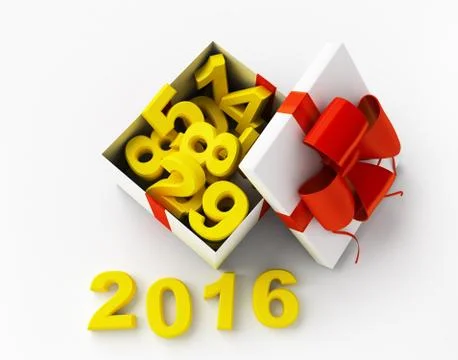 White gift and figures 2016 Stock Illustration