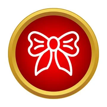 White gift bow on red gold button Stock Illustration